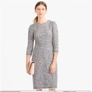 J. Crew Multicolored Tweed Work Dress 3/4 Sleeves